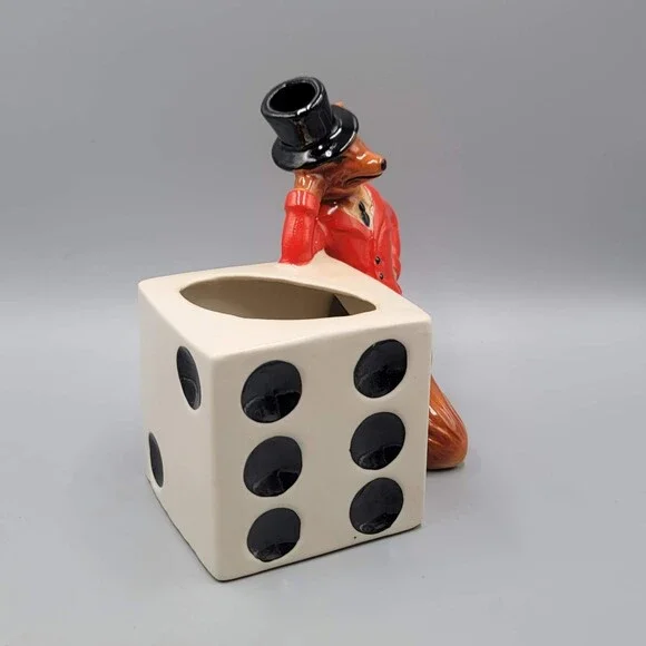 Vintage Jim Beam Fox Swizzle Stick Holder 1981 Dice Ceramic - Picture 4 of 12